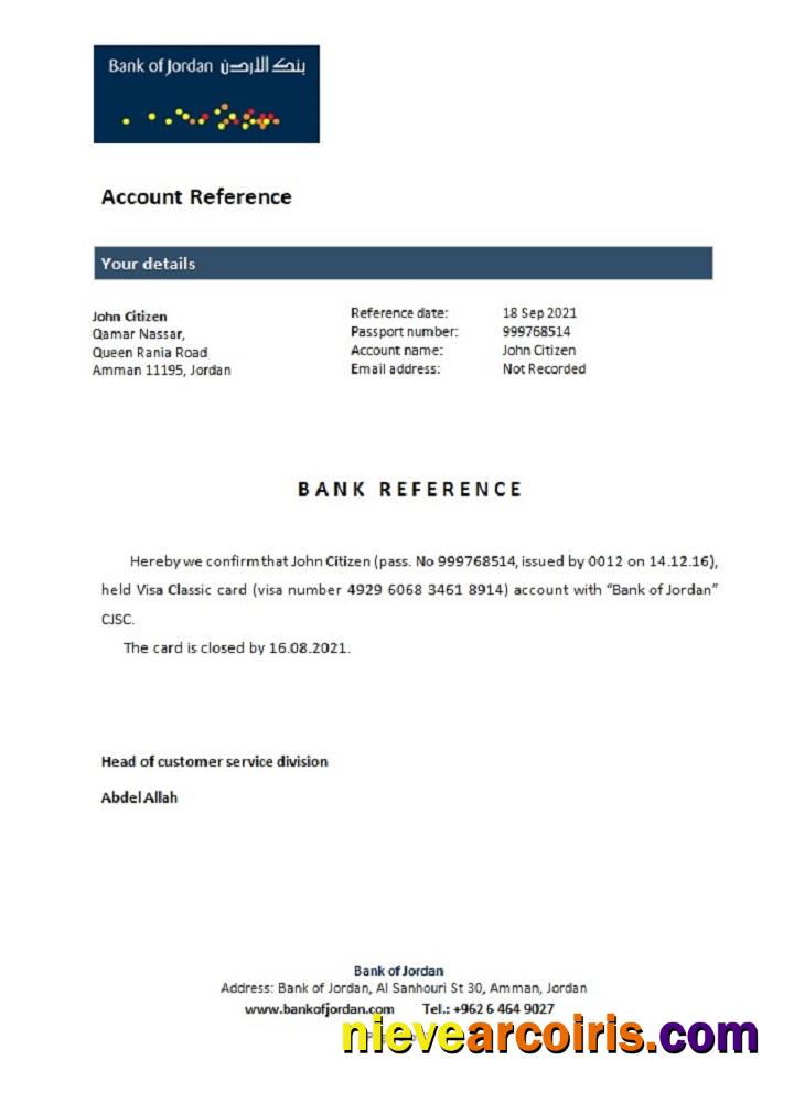 Jordan bank of Jordan closure reference
